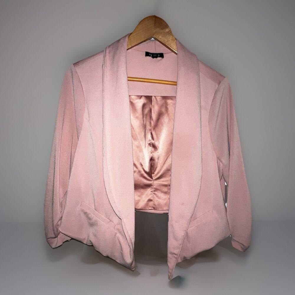 TORRID Pink Open Front Ruched 3/4 Sleeve Blazer Jacket Womens Size 0 (12)